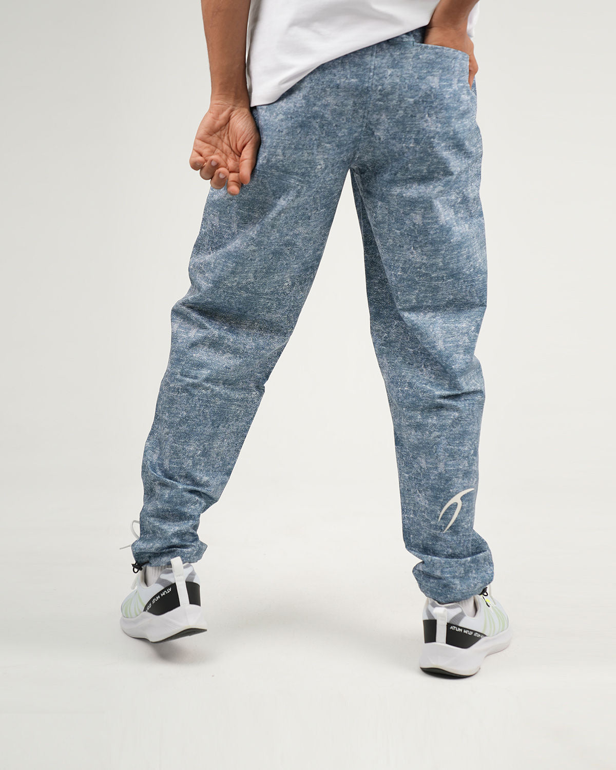 Printed Cinchable Hems Men's Pants - Navy