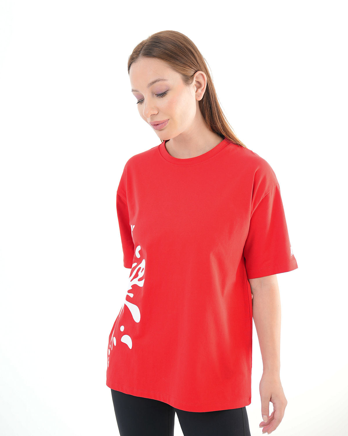 Oversized Splash Women's T-Shirt - Red with White print